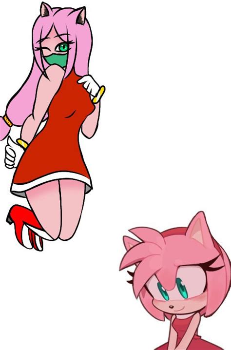 Fiz um desenho da amy Rose de sonic uma versão mais nova e uma versão