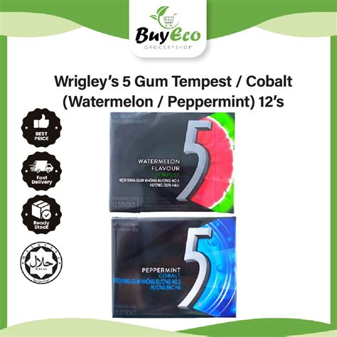 Wrigleys 5 Gum Sugarfree Gum Watermelon Tempest Peppermint Cobalt