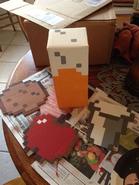 Minecraft Props For My Son S Pretending Made From Corrugated Cardboard Painted With Acrylics