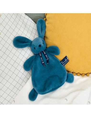 Doudou lapin bleu minéral Les Dorlotin fabriqué en France Maïlou