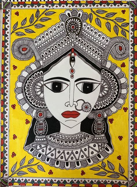 Durga Mata Madhubani Painting Drawing by Radhika Mathur | Saatchi Art