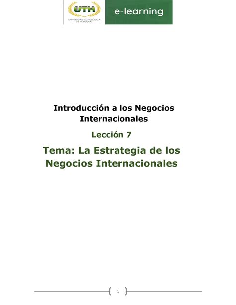 Leccion 7 Estrategia En Los Negocios Internacionales IntroducciÛn A