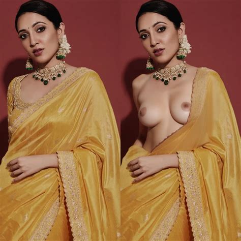 Neha Sshetty Yellow Saree Hot Without Blouse Nude Small Boobs Nipple