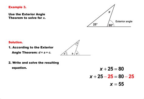 Math Example Solving Equations Equations Using The Exterior Angle