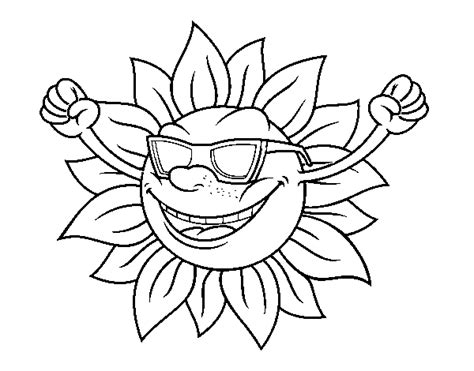 The sun with sunglasses coloring page - Coloringcrew.com