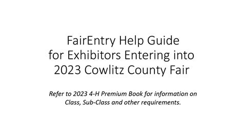 FairEntry Help Guide for Exhibitors Entering into 2023 Cowlitz County ...