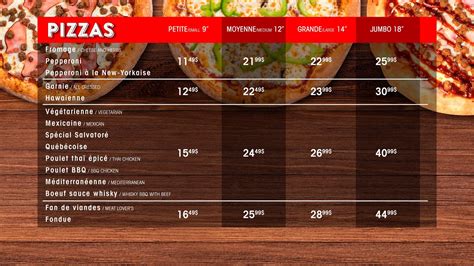 Menu Au Pizza Salvator Pizzeria Drummondville