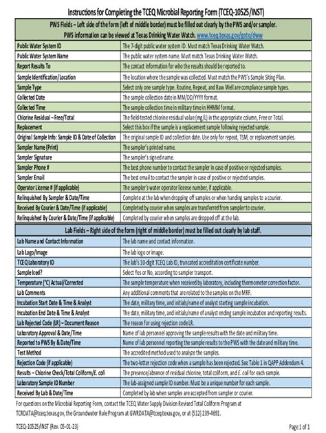 Fillable Online TCEQ Form 10525 INST Instructions For Completing The