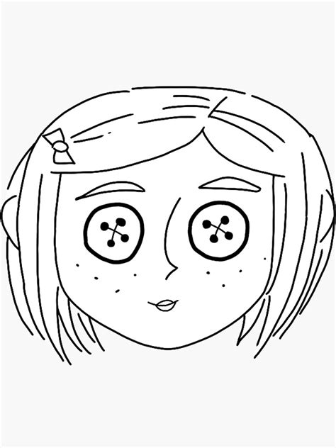 Coraline Button Eyes Sketch Sticker For Sale By Mcarothers Redbubble