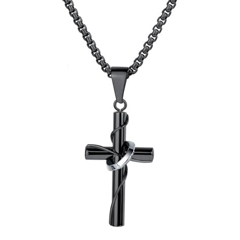 Catholic Cross Necklace Pendant with Ring for Men - FaithHeart Jewelry