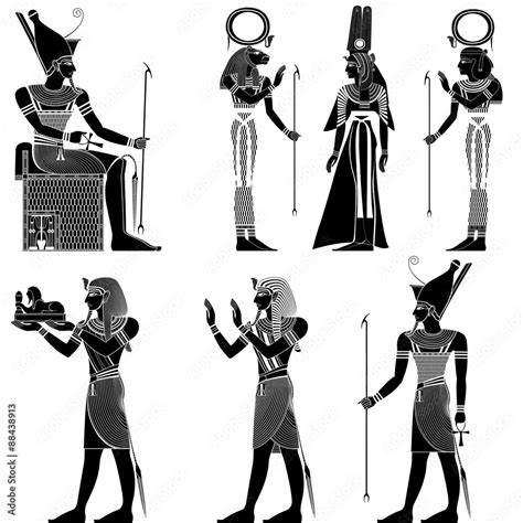 Set of egyptian ancient symbol, isolated figure of ancient egypt ...