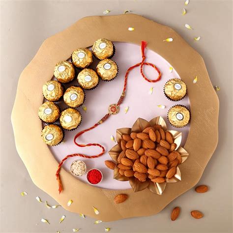 Send Sneh Divine Rakhi With Almonds Ferrero Rocher Online