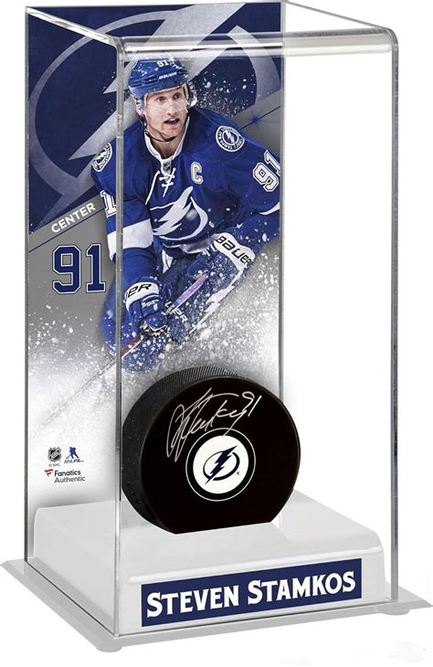 Steven Stamkos Tampa Bay Lightning Autographed Puck With Deluxe Tall