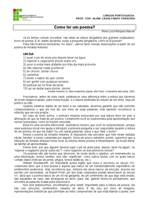 Como Ler Um Poema - Como Ler um Poema de Arnaldo Antunes | PDF | Poesia | Imagem