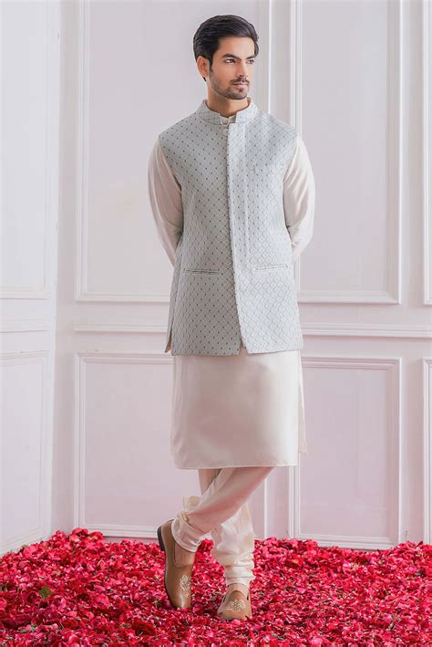 Editor S Note Featuring A Bespoke Powder Blue Nehru Jacket In An