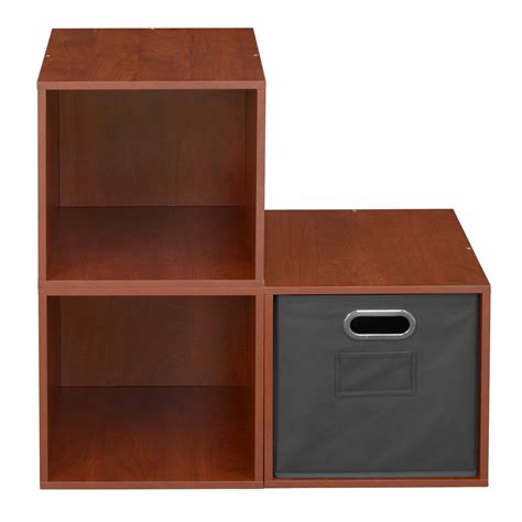 Niche Cubo Storage Set 3 Cubes And 1 Canvas Bin Cherry Grey