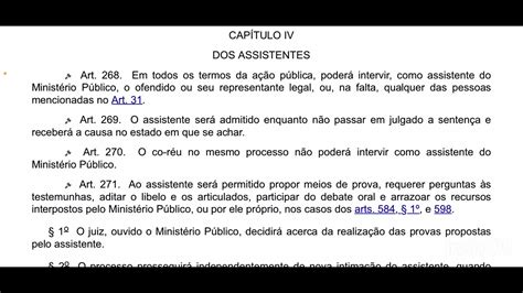 Código processo penal Art 268 a 273 voz humana YouTube