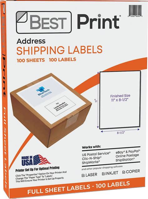 Amazon Full Sheet Shipping Labels Self Adhesive Shipping Labels