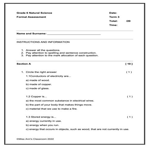 Grade 6 Ns Term 3 Assessments • Teacha