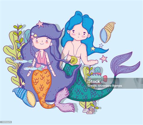 putri duyung wanita  pria  bawah air  kerang  ikan