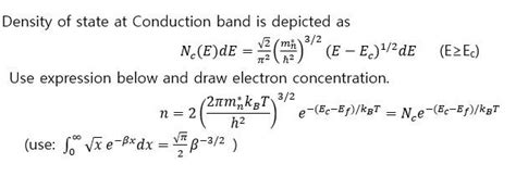 Solved Density Of State At Conduction Band Is Depicted As