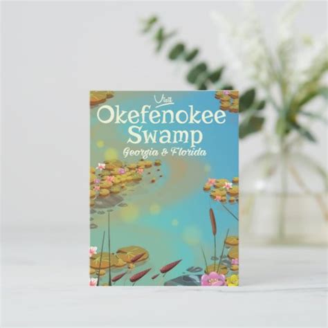 Okefenokee Swamp Cartoon Travel Poster Postcard Zazzle