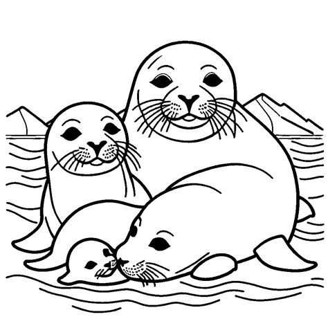 Mother seal nursing pups coloring page Lulu Pages