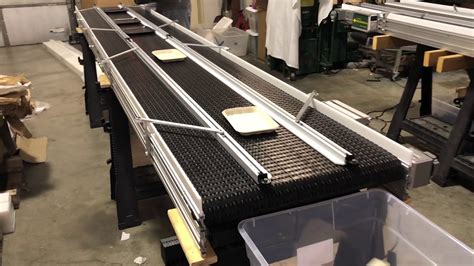 Moving Trays With Safe Conveyor Inc Using Adjustable Custom Guide