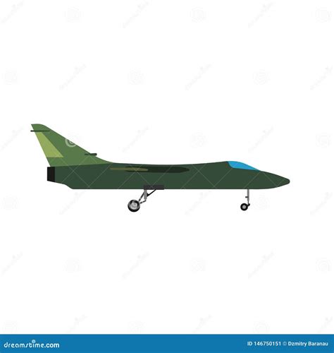 Military Aircraft Side View Vector Icon Aviation Fighter Jet. War Plane Isolated Bomber Force ...