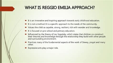 Reggio emilia approach ppt