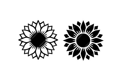 Premium Vector | Black and White Sunflower Vector icon