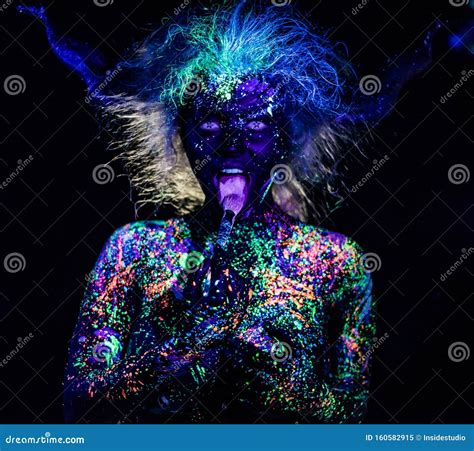 The Girl in the Image of the Devil, Contact Lenses and Horns. Woman