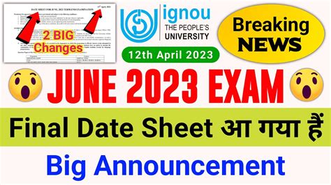 Breaking News IGNOU Released Final Date Sheet For June 2023