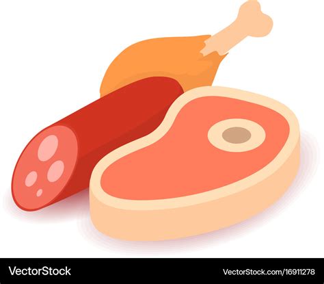 Meat Icon Cartoon Isometric 3d Style Royalty Free Vector