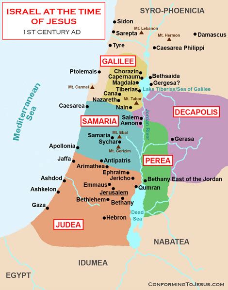 Map Of Israel In Time Of Jesus Naoma Vernice