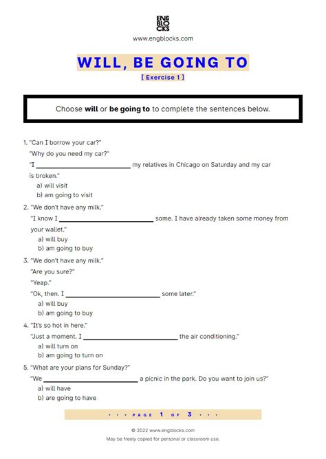 Will Be Going To — Exercise 2 Esl Worksheets