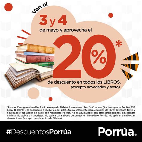 20 de descuento en todos los libros en Porrúa este 3 y 4 de mayo