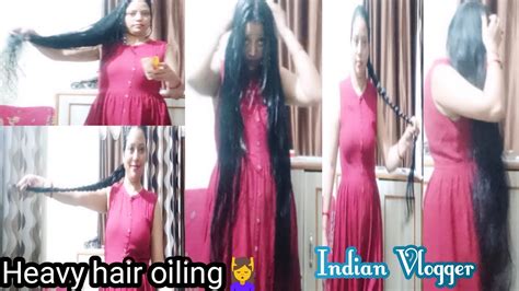 My Hair Oiling Routine Heavy Hair Oiling Hair Combing Swaticreations1411longhair Youtube