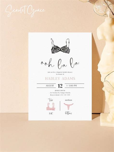 Lucia Lingerie Shower Invitation Template Bundle Lingerie Etsy