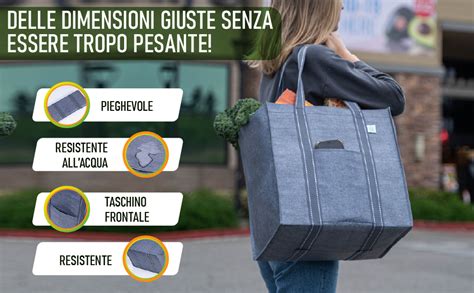 VENO 4 Pezzi Borsa Per La Spesa Pieghevole Con Fondo Rigido Tasca