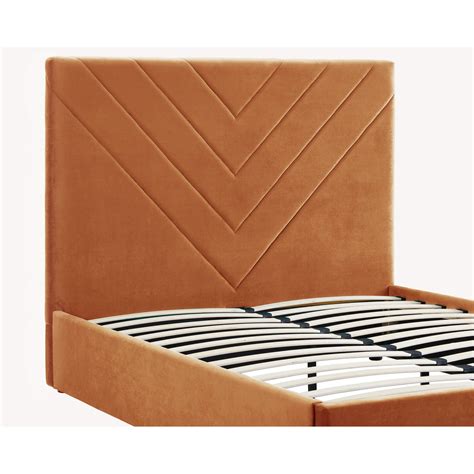 Orange Velvet Double Bed Frame - Islington - LPD - Furniture123