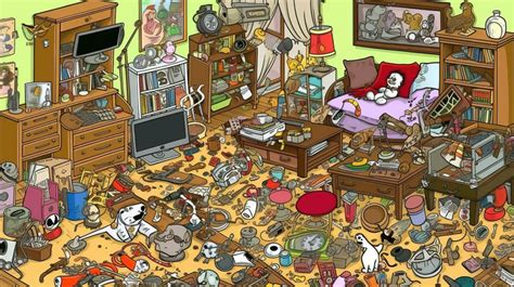 A Lot Cartoon Room With Lots Of Items And Clutter Backgrounds