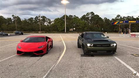 Video Of The Day Dodge Challenger Demon Vs Lamborghini Huracan Top Speed