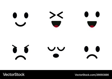 Emoji icon set characters faces cute emoticon Vector Image