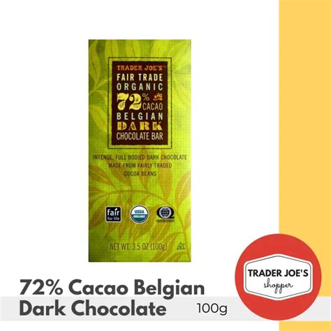 Trader Joes Fair Trade Organic 72 Cacao Belgian Dark Chocolate 100g Lazada Ph