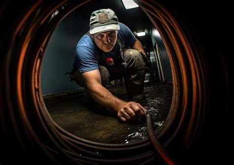 Premium Photo A Wideangle Shot Of A Plumber Inspecting A Sewer Line