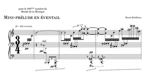 Dutilleux Henri Mini Pr Lude En Ventail Pour Piano Vittoria