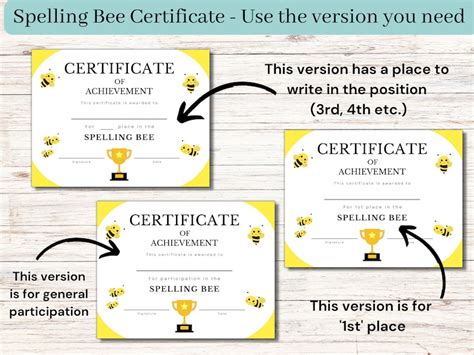 Spelling Bee Certificate Printable Spelling Bee Spelling Award Certificate Of Appreciation