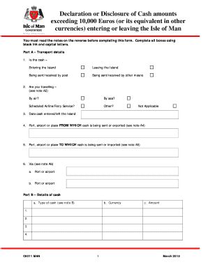 Fillable Online Gov Declaration Or Disclosure Of Cash Amounts Exceeding