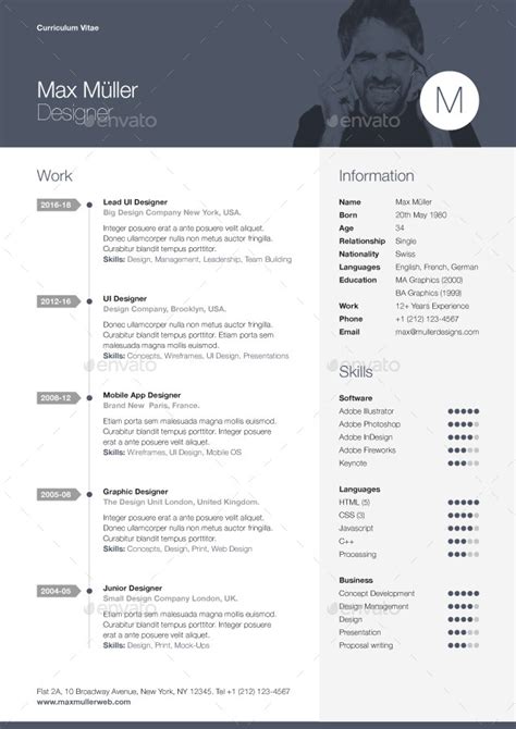 Neue Swiss Resume Cv Print Templates Graphicriver